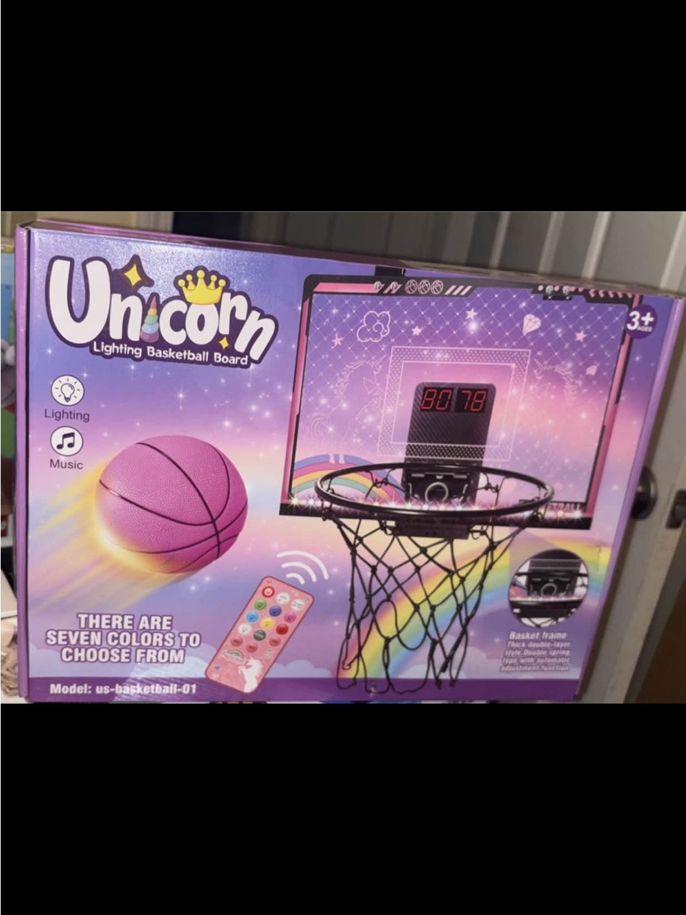 Unicorn Lighting Basketball Board - Pink